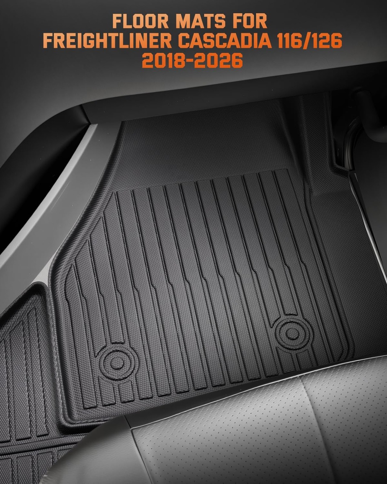 Truck Floor Mats for Freightliner Cascadia: 2018-2026, All Weather TPE Heavy …