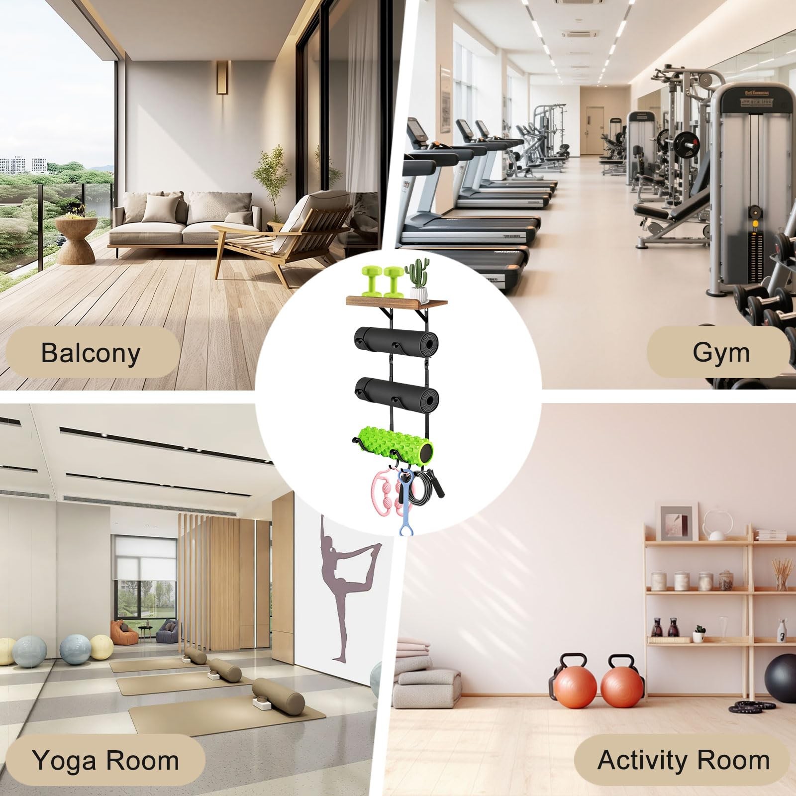 Yoga Mat Holder Wall Mount, Gym Home Yoga Room Accessories Wall Rack Storage,…