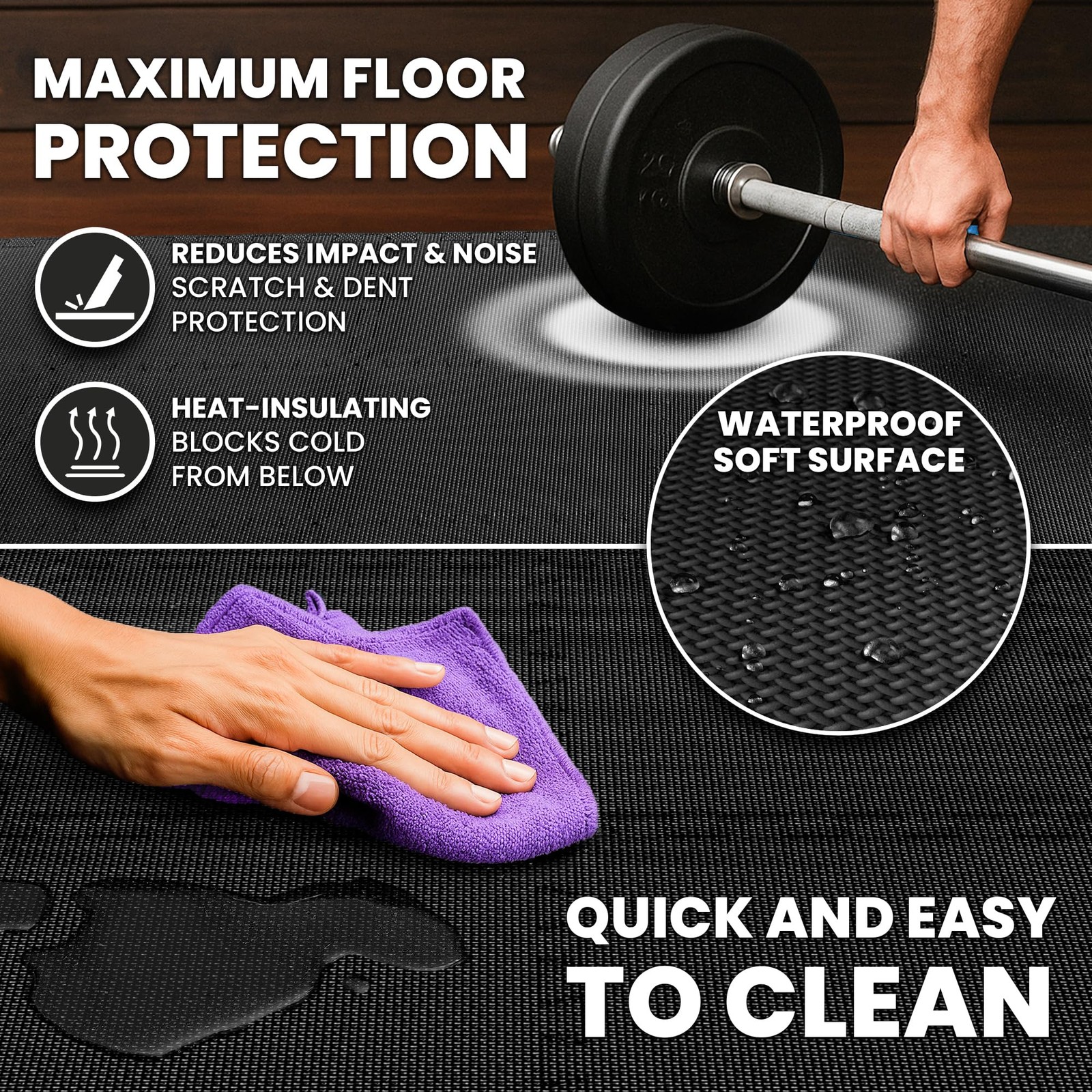 bemaxx Gym Mats 12.6″L x 12.6″W x 0.4″Th, Anthracite | 18 Tiles | 18 Sq Ft