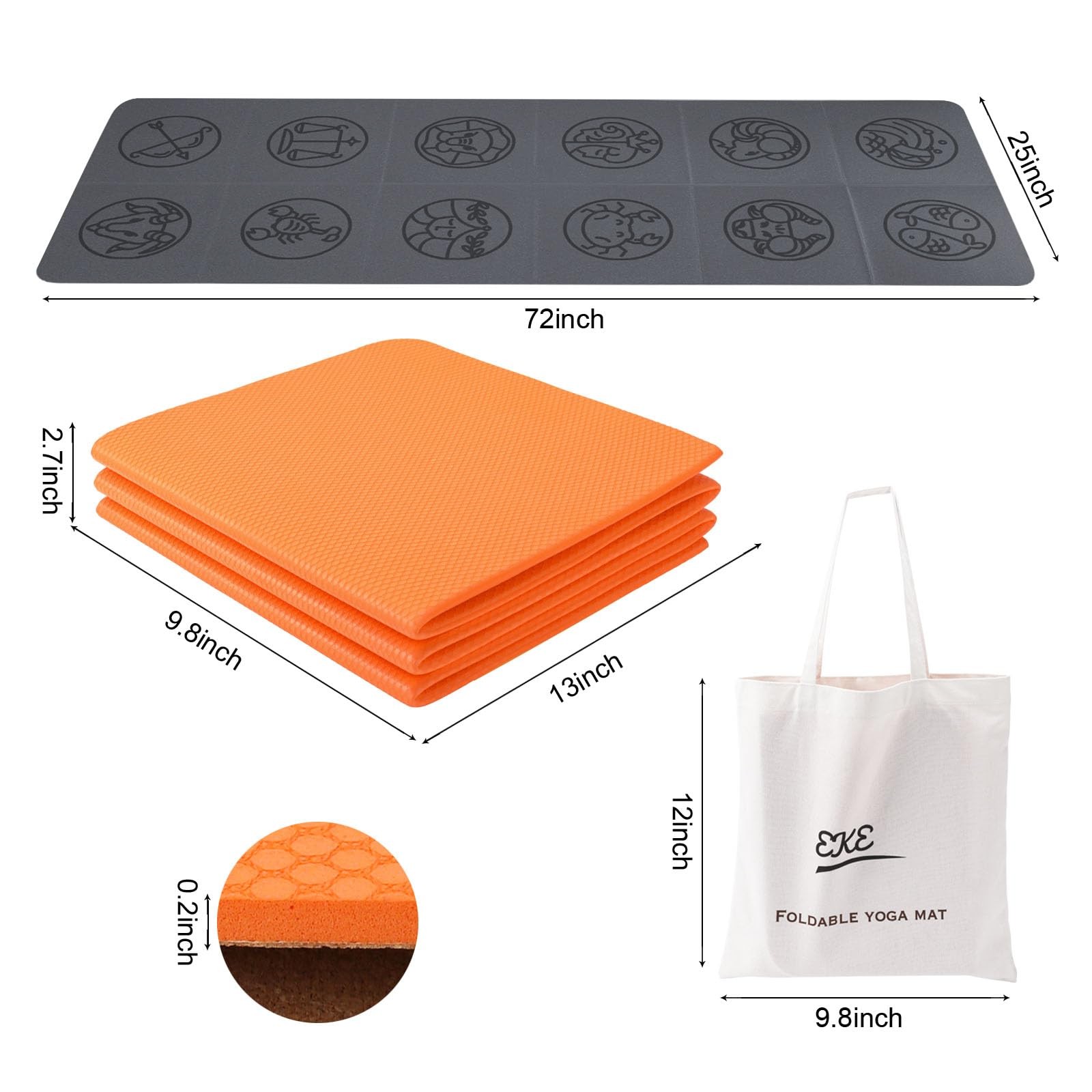 Folding Yoga Mat, Foldable, Travel Lightweight and Portable, Ideal for Yoga, Pilates, Fi…