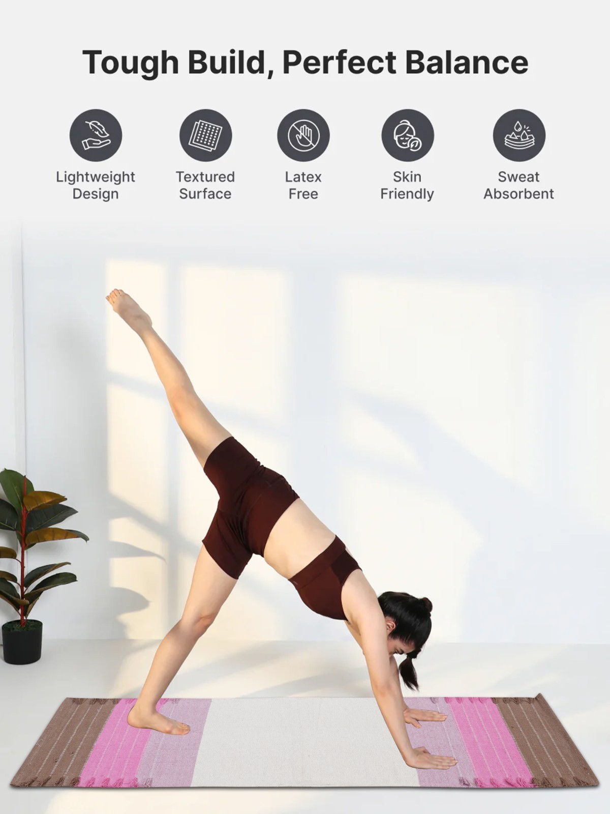 Natural Cotton Yoga Mat Handmade Handwoven Soft Eco Friendly Workout Mat