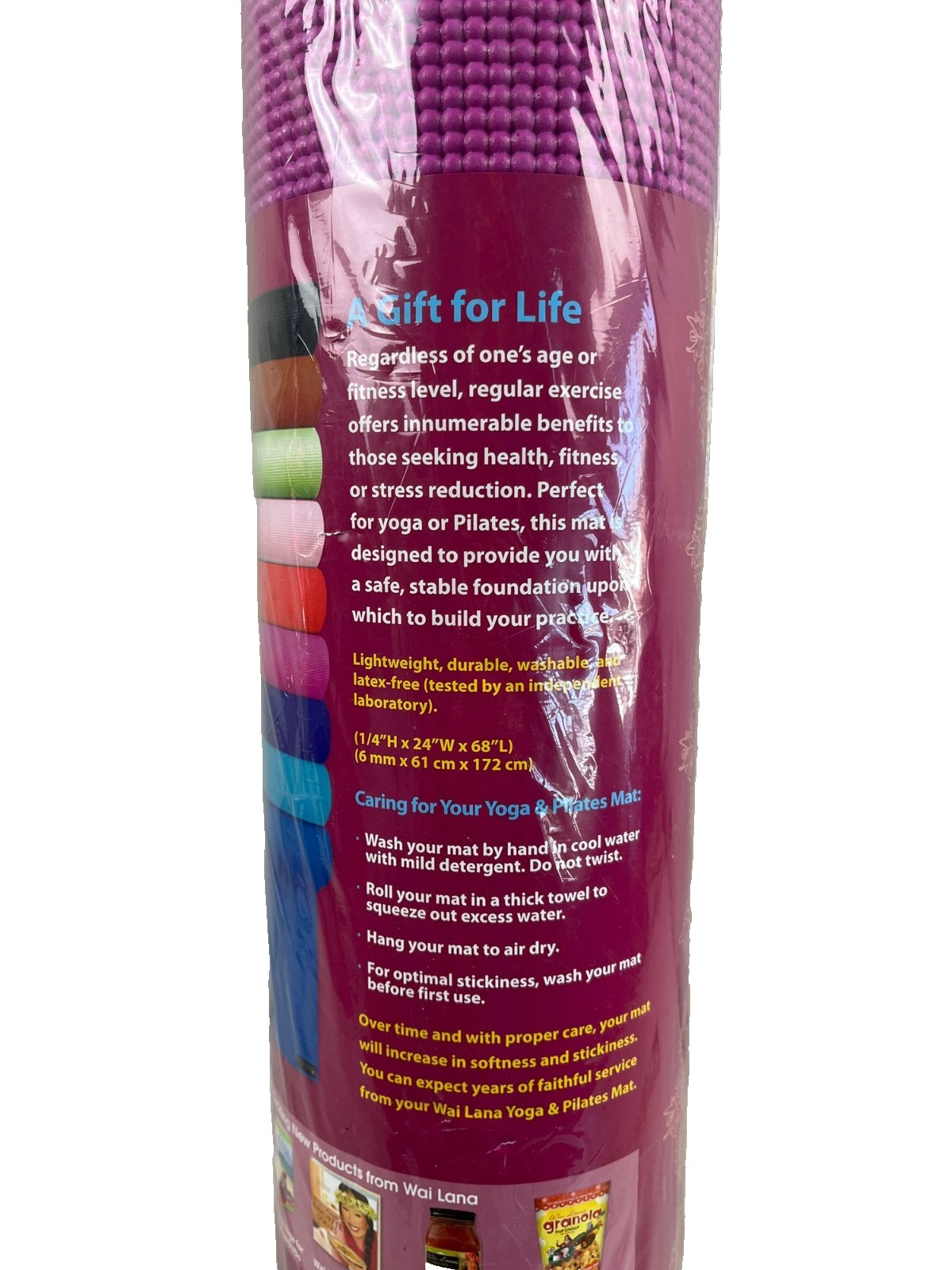 NIB Wai Lana Yoga and Pilates Mat Purple 24″W x 68″L