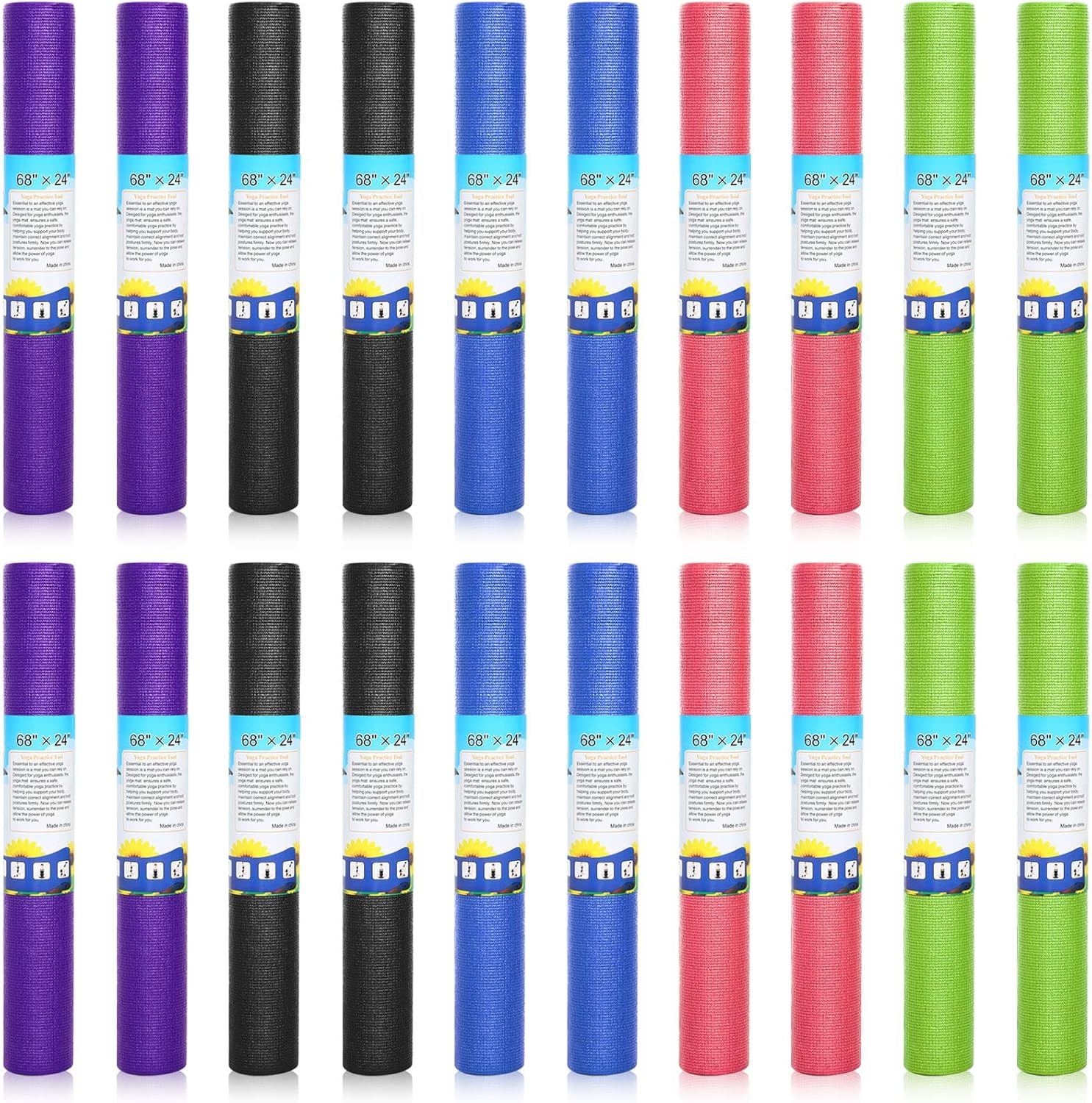 20 Pcs Yoga Mat Non Slip Exercise Workout Mat with Strap for Women Gym Fitness H
