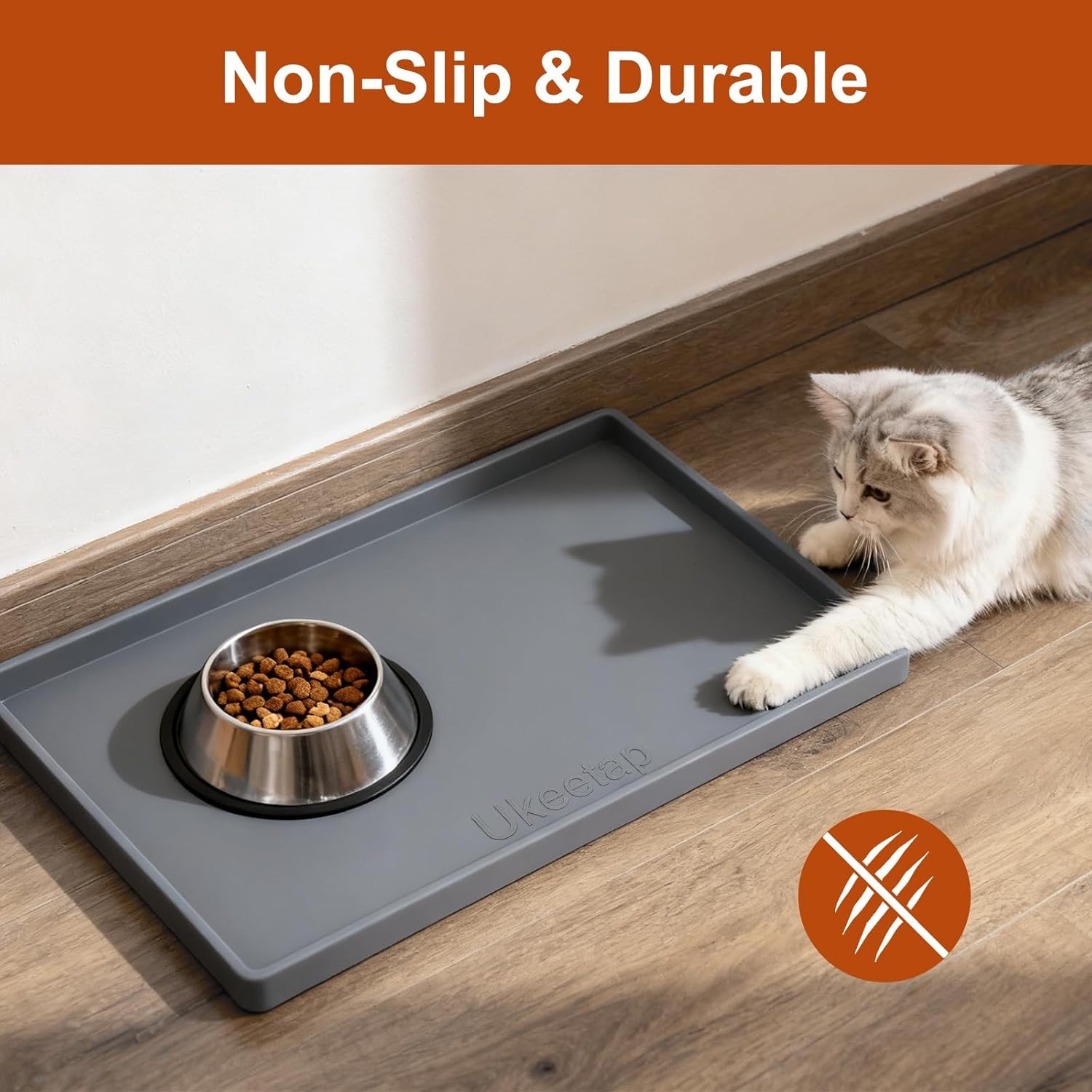 19” x 12” Extra Thick Waterproof Silicone Mat with Raised Edge, BPA Free Non-Sli