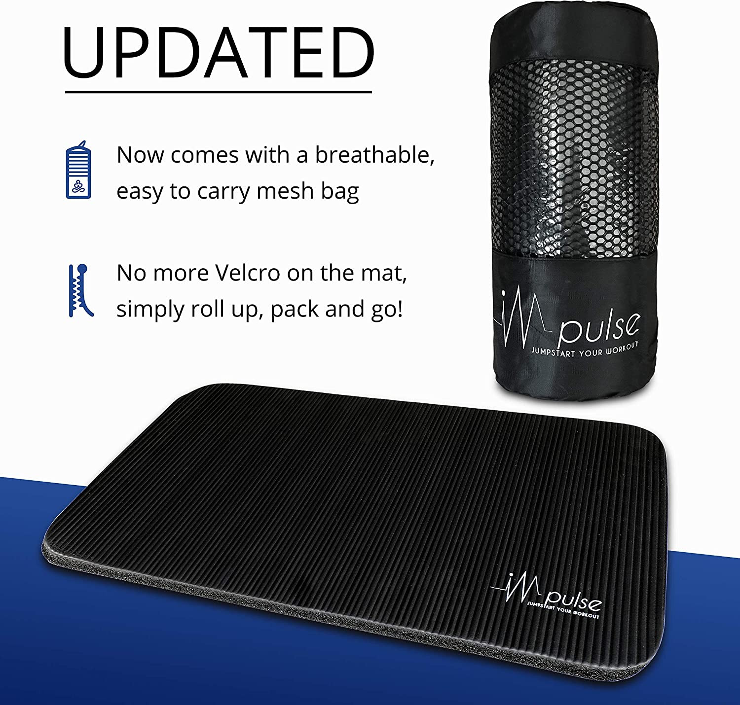 Impulse Fitness Knee Mat – Extra Thick 1″ Pad for Kneeling Portable Exercise Mat