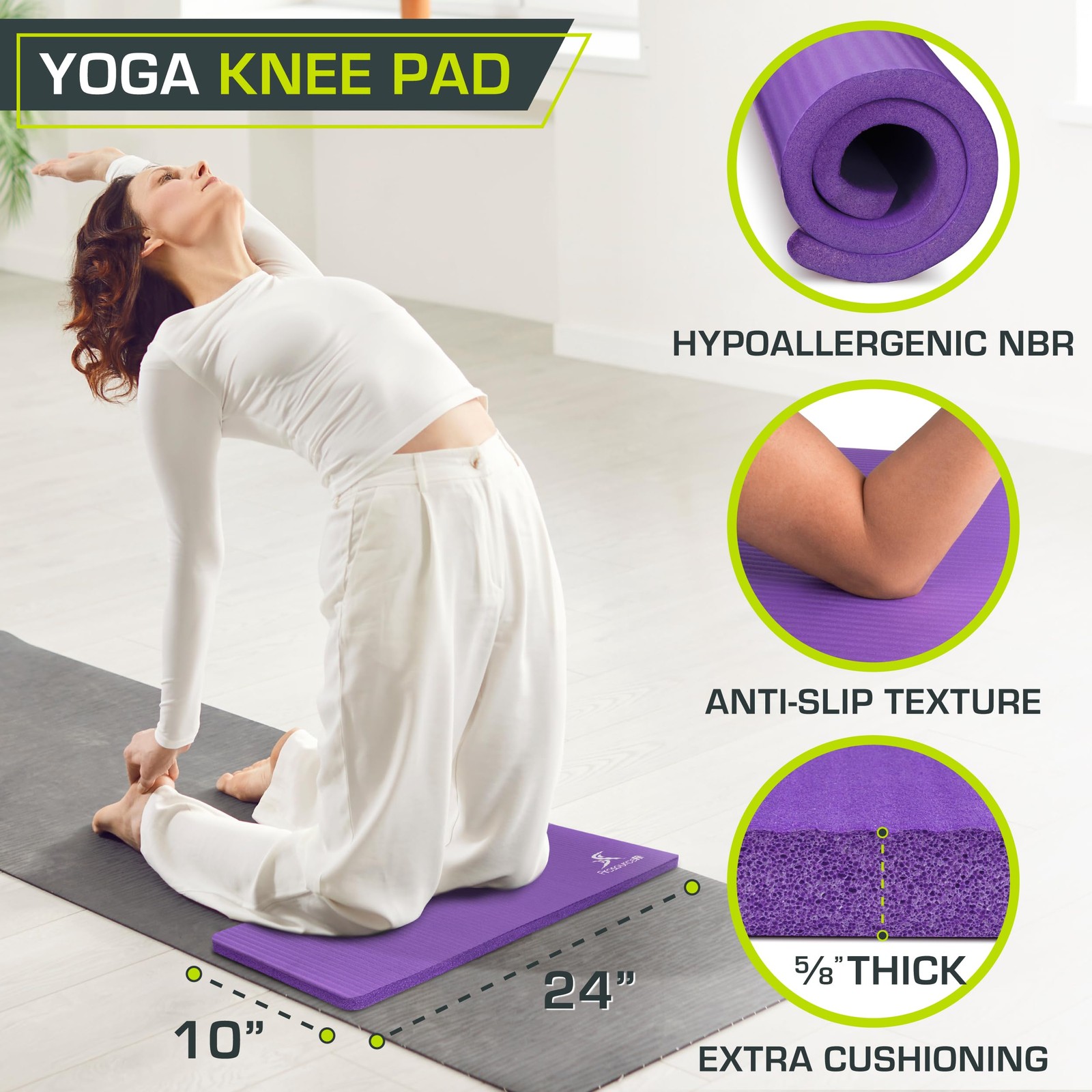 ProsourceFit Extra Thick Yoga Knee Pad and Elbow Cushion 15mm (5/8”) Fits Sta…