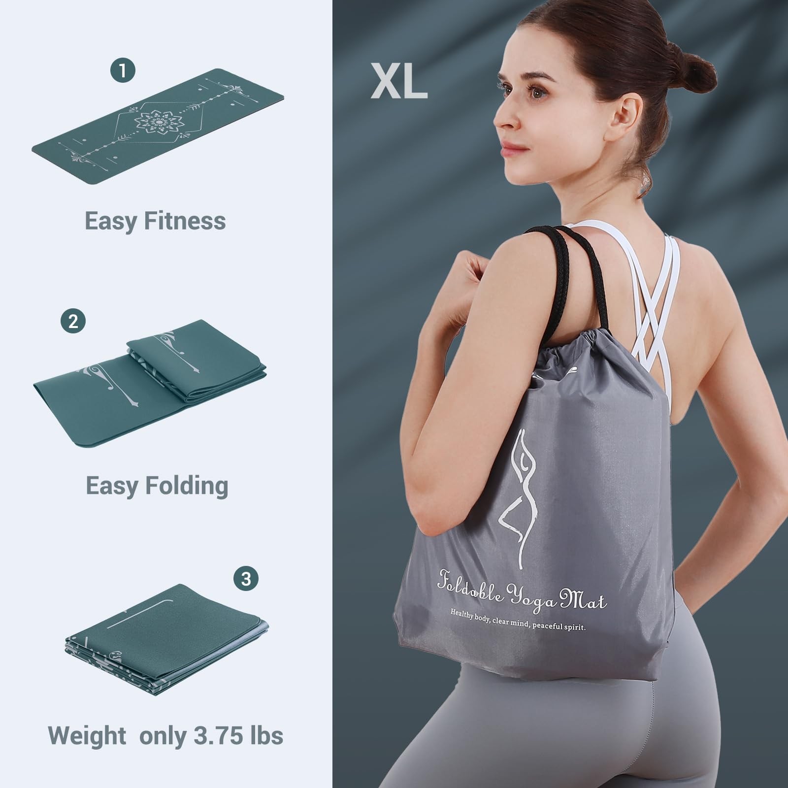 Avoalre Yoga Mat Foldable – Textured Non Slip Exercise Mat -Travel Lightweigh…