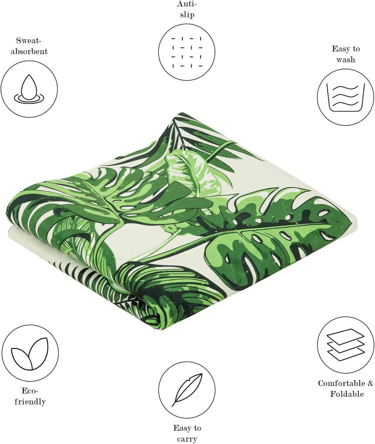 Travel Yoga Mat, Non-slip Foldable Fitness Mat With Carry Bag Green