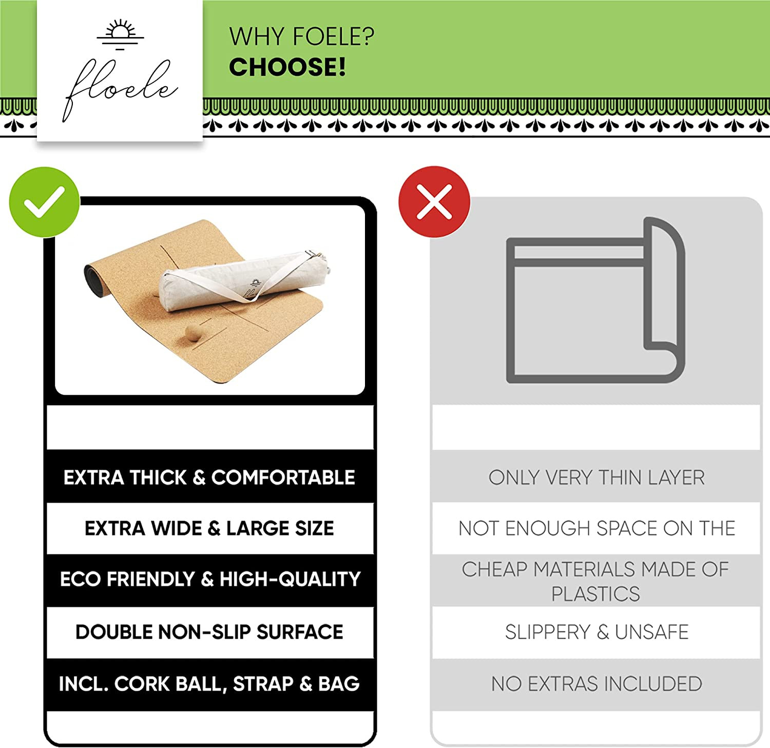 Eco Friendly Yoga Mat (183 X 66 X 0.7 Cm) Extra Wide & Thick Exercise Mat – Non