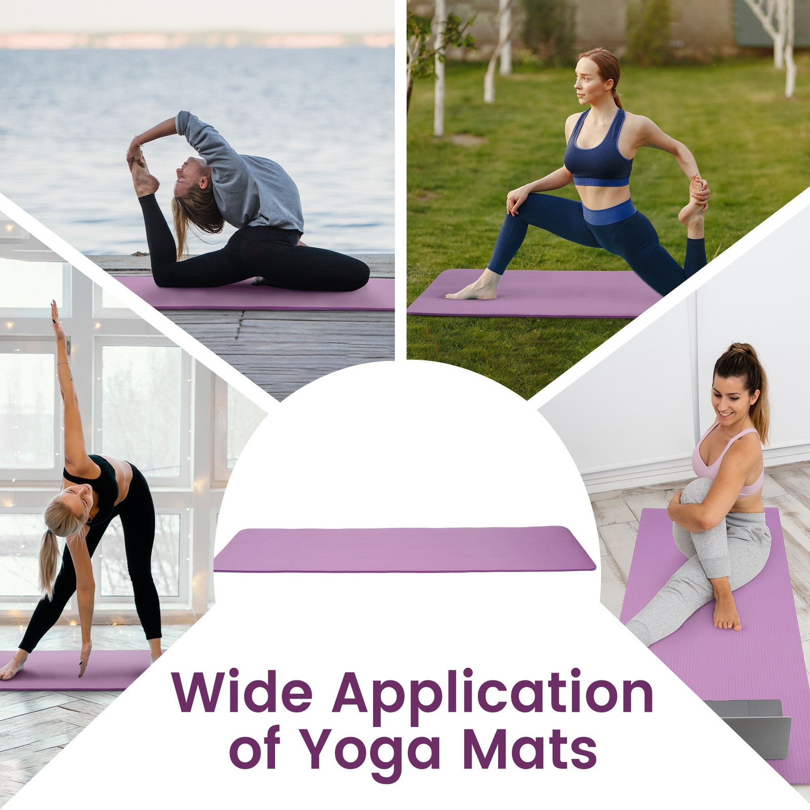 Fitvids 1/2″ Thick High Density Exercise Yoga Mat, Carrying Strap, Purple (Used)