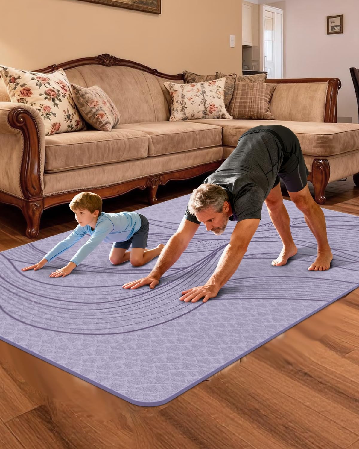 75.5×47.6×0.4 Inch Large TPE Yoga Mat Extra Wide Thick