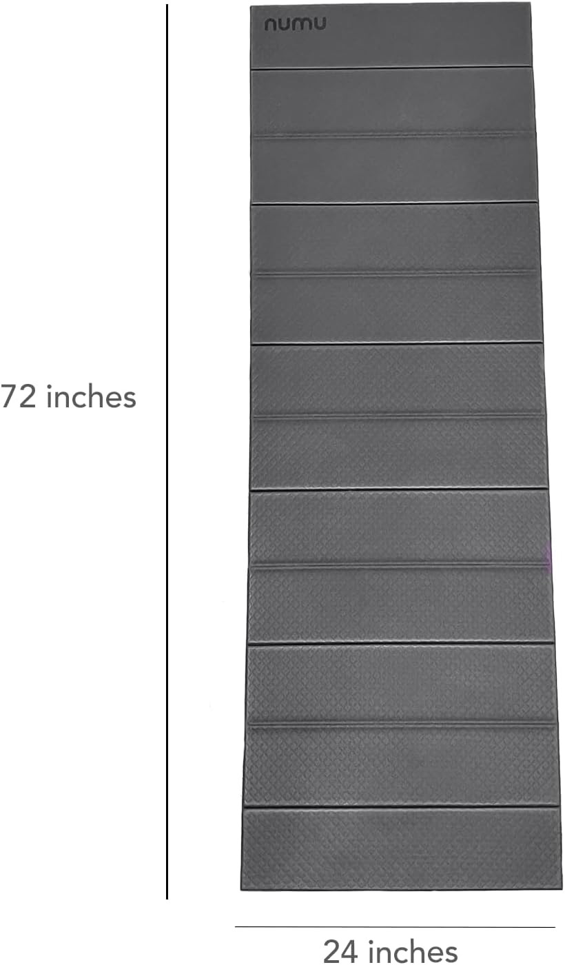 Portable Foldable Yoga Mat with Strap – Nonslip, Lightweight, 1/4″ Thick