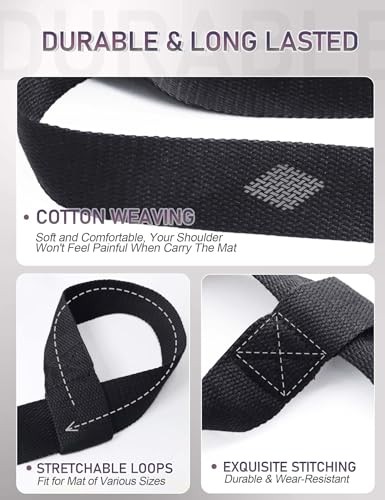 Yoga Mat Carrier Strap Adjustable Cotton Blend Shoulder Sling for Gym Exercise