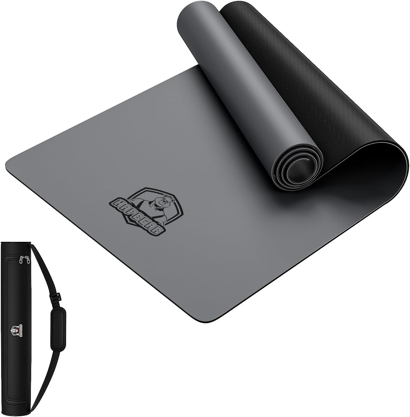 Large Yoga Mat 72″X30″ – 5Mm Thick PU Top & Rubber Bottom – Non-Slip – Bonus Bag