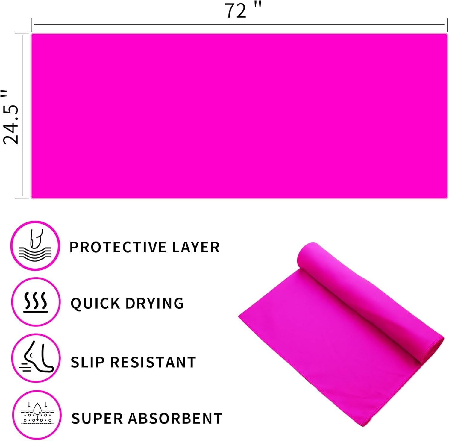 MIAOMIAO Non-Slip Hot Yoga Towel Set,Super Absorbent Microfiber in, 24.5″ x 72″