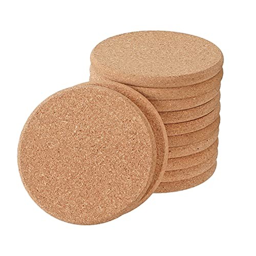 12Pcs Cork Coasters Round Extra Thick Drink Coasters with Curved Round 12pcs