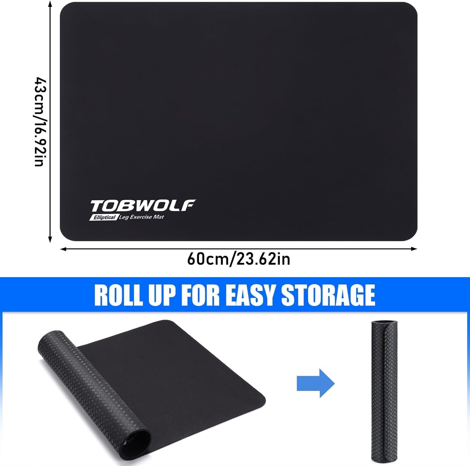 Elliptical Machine Non-Slip Mat – Protects Floors, Compact Size 23.6″ x 17″