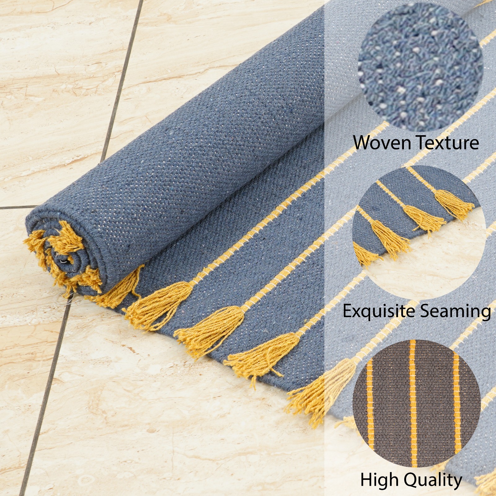 Yoga Mat Thick Non Slip Cotton Exercise Workout Mat Pilates Rug 2×6 FT