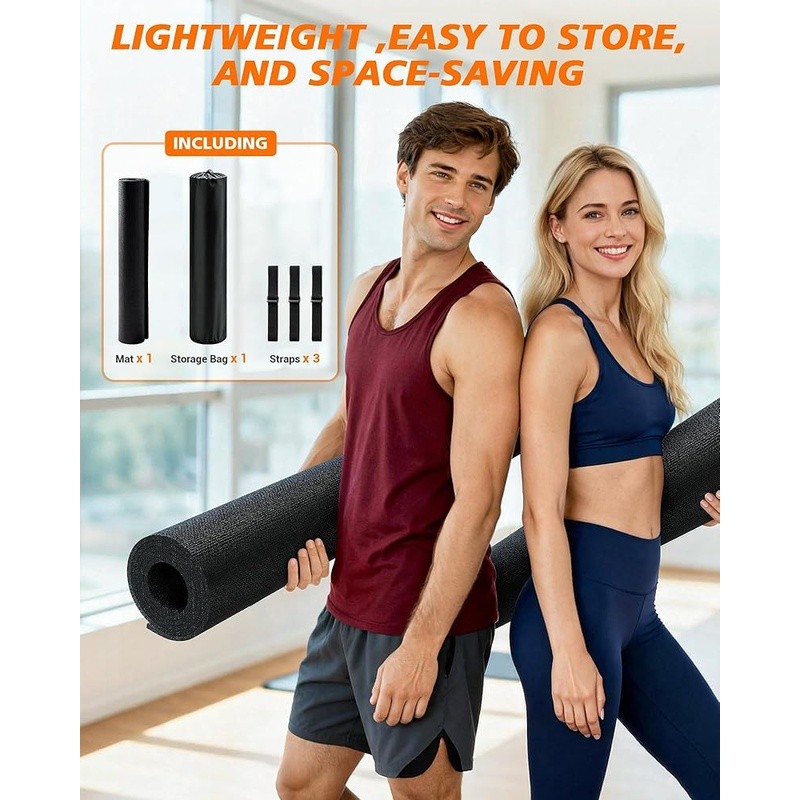 Non-Slip Workout Mat Extra Thick Shock Absorbent Portable Yoga Exercise Mat New