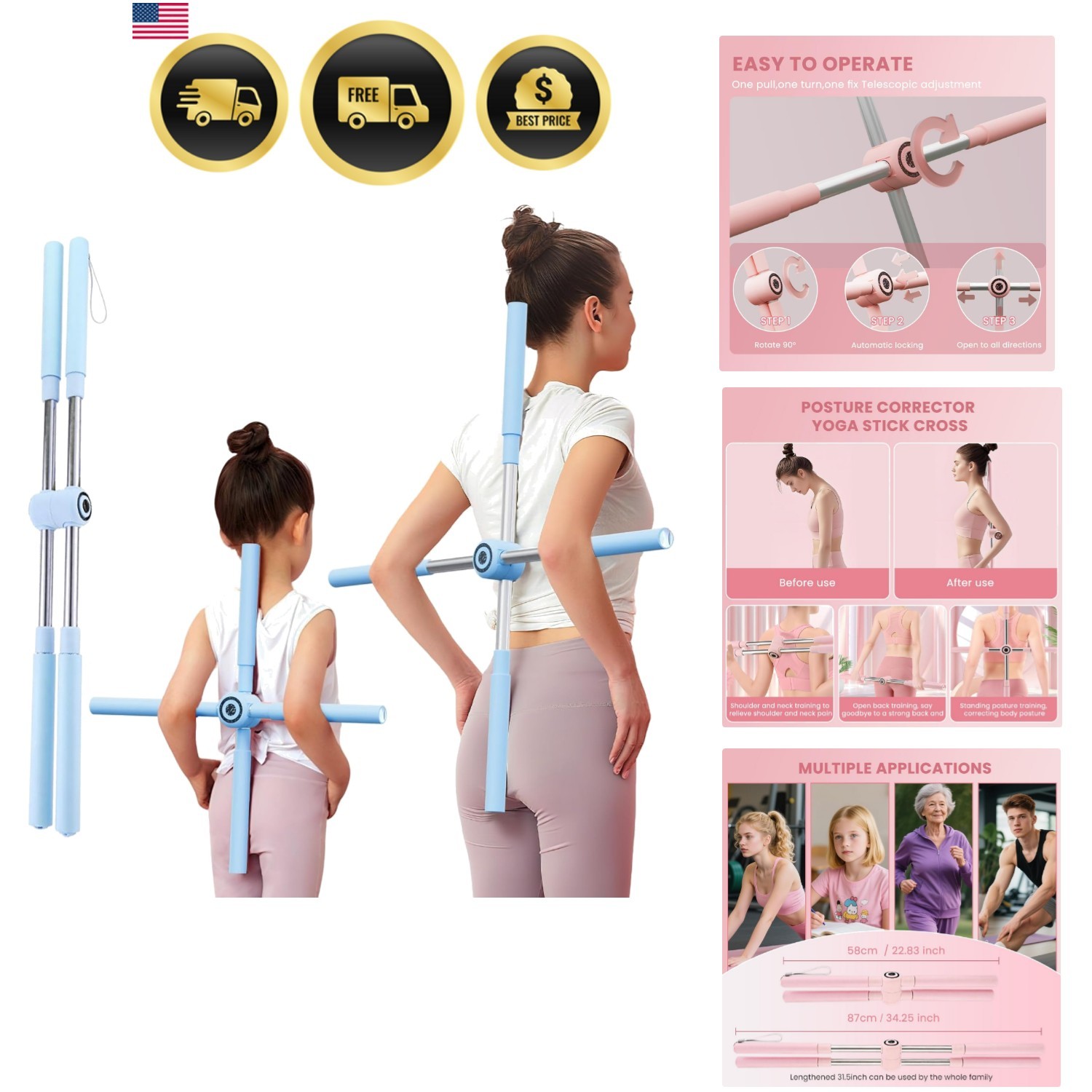 Posture Corrector Yoga Stick for Back Pain Relief and Shoulder Stretching