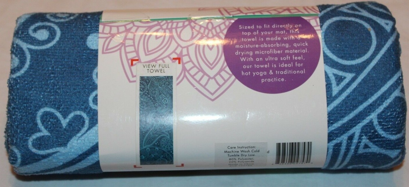 Ultra Soft Blue Floral Geometric Yoga Towel Mat 24×68 YT301