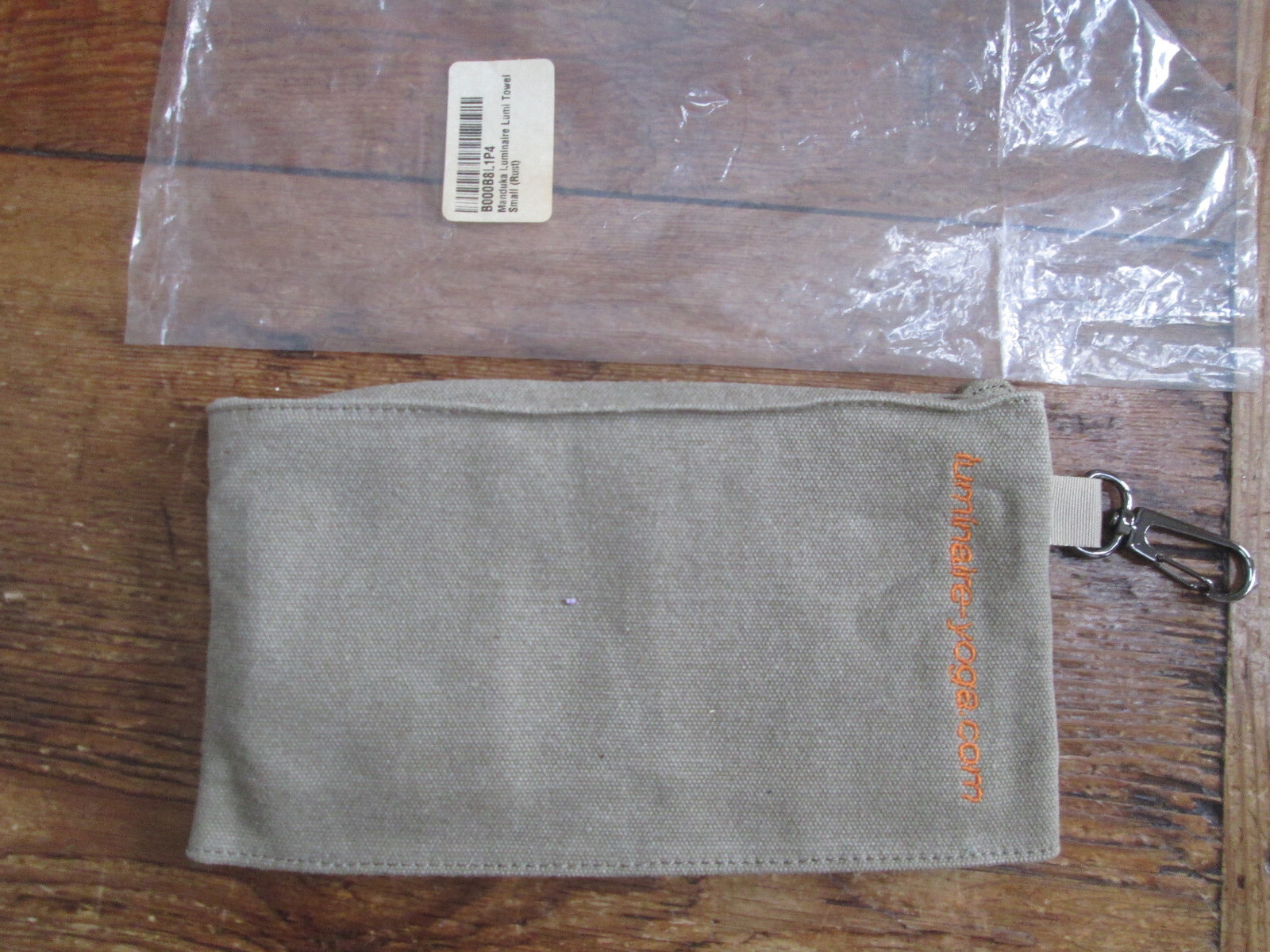 NWT Luminaire yoga sweat towel & attachable carry canvas bag