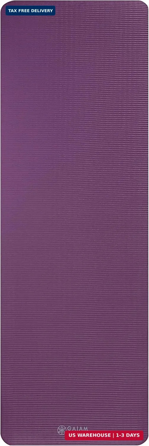 Gaiam Essentials 2/5″ Thick (10mm) Yoga & Pilates, Fitness & Exercise Mat with E