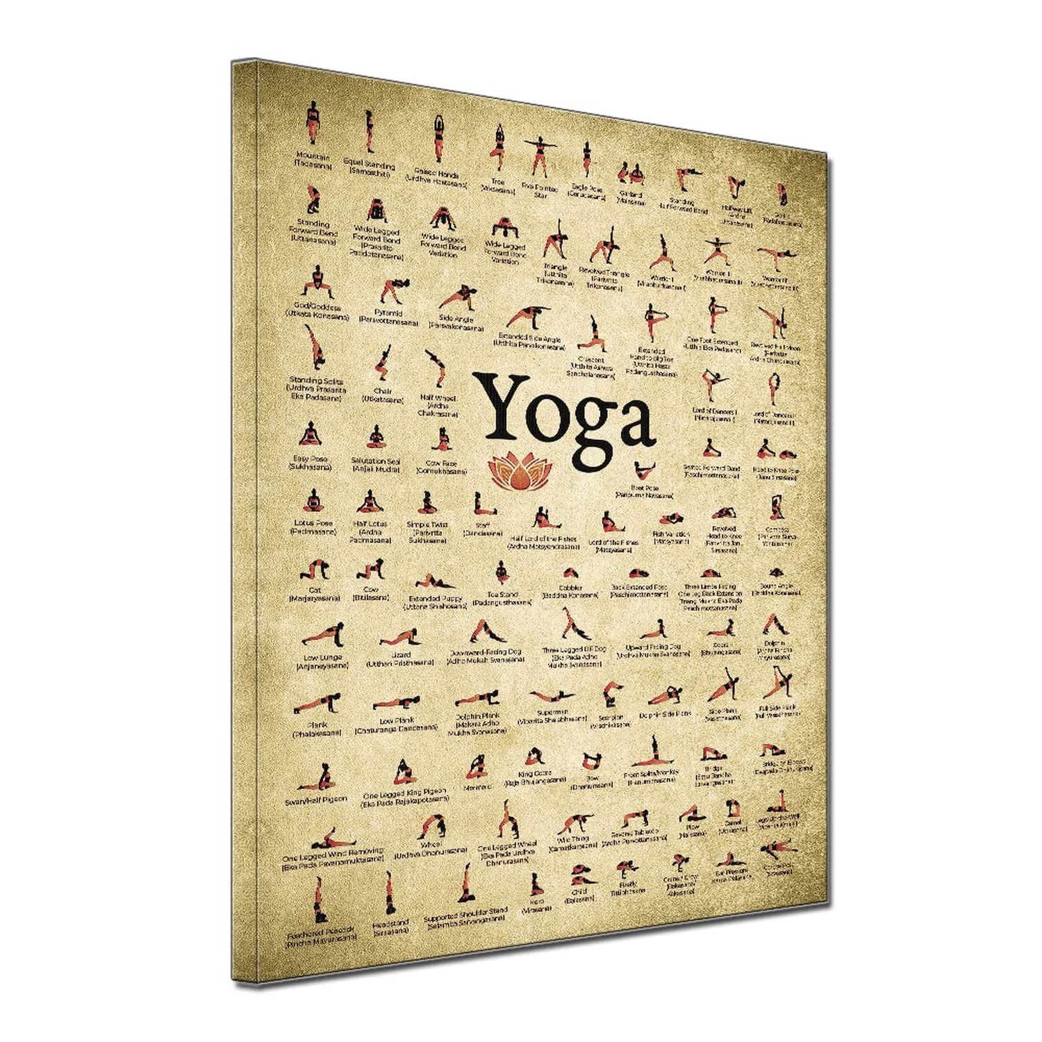 Large Vintage Yoga Position Fitness Workout Lotus Artwork Gym Wall Art 100 Po…