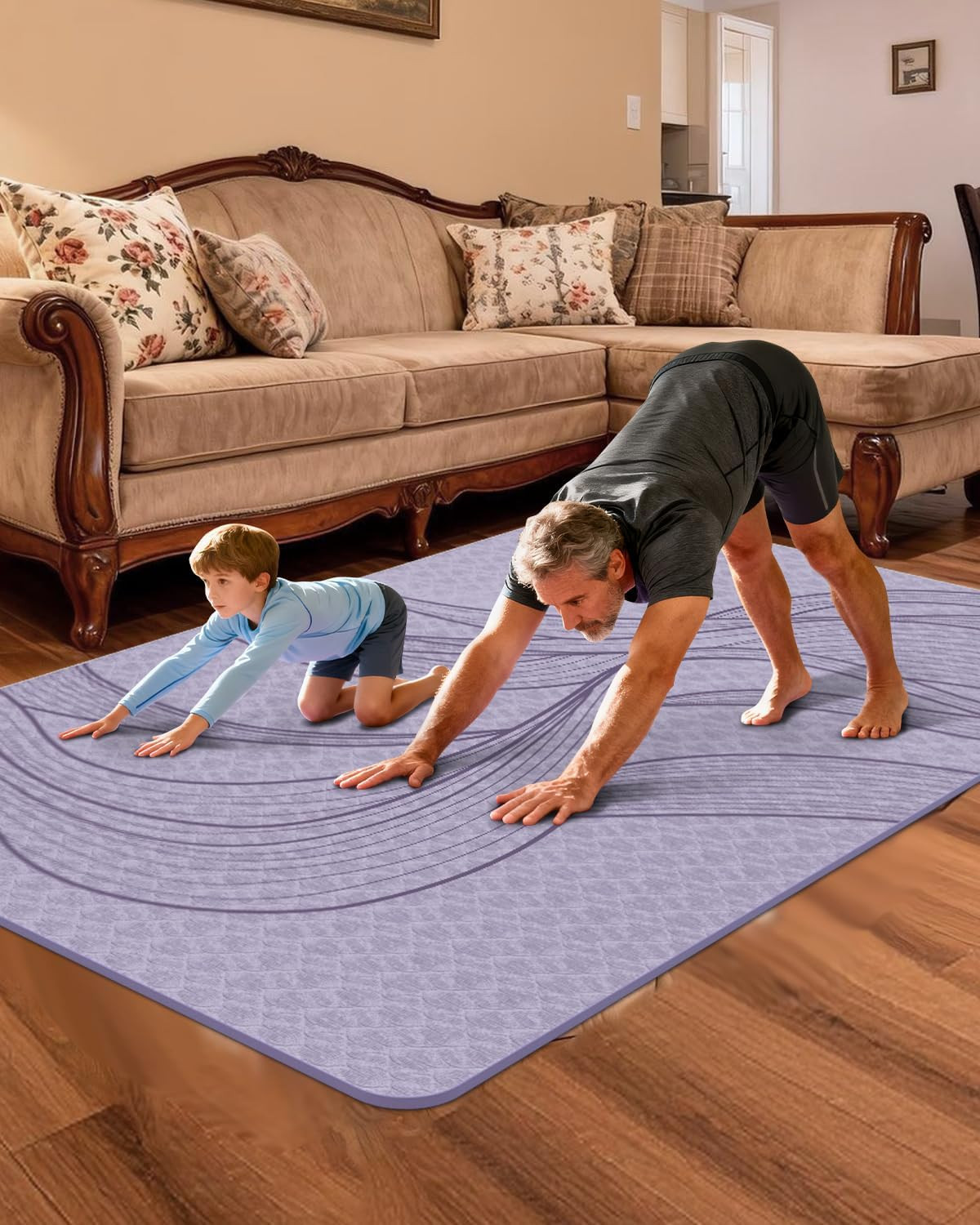 Extra Thick Non-Slip Yoga Mat 75.5″X47.6″ | 10mm TPE for Home Workouts