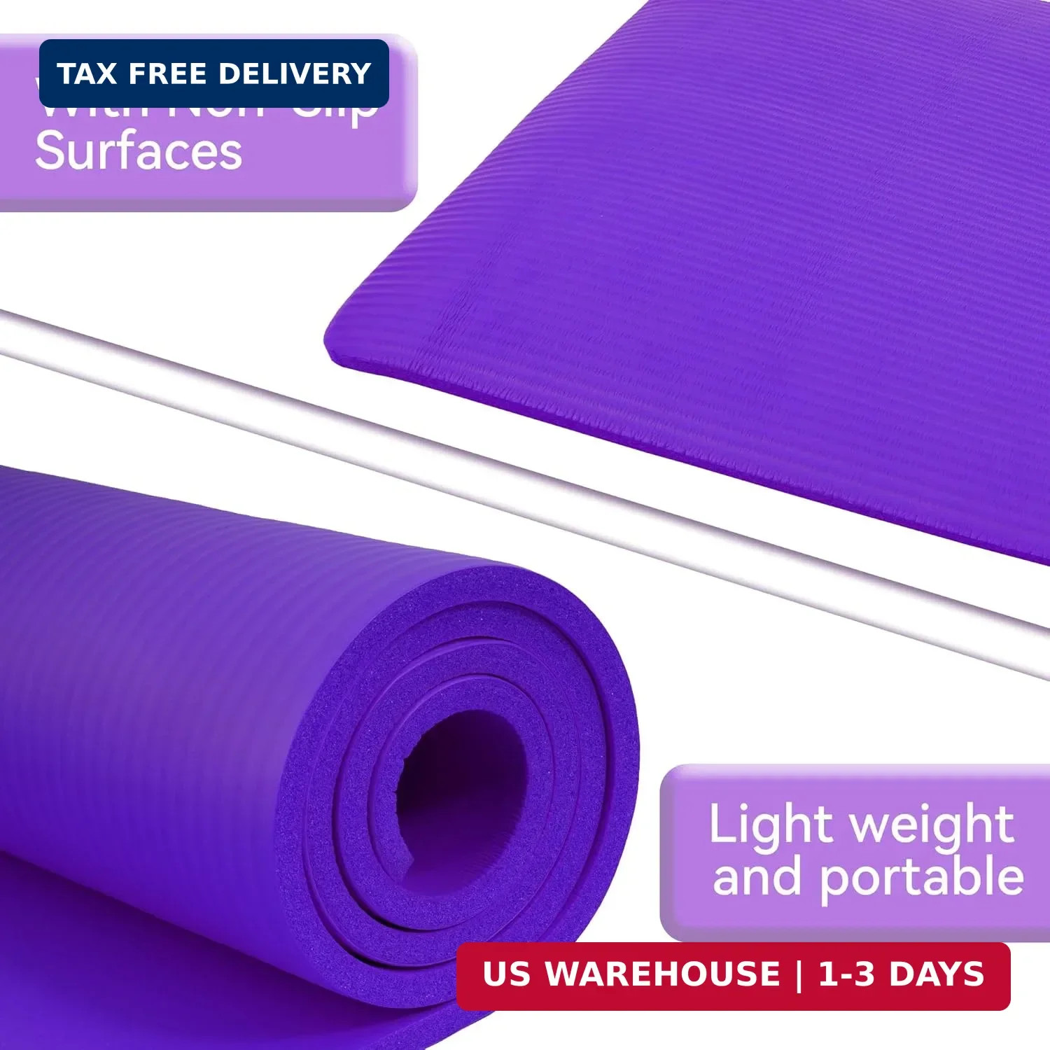 Fitvids Yoga Mat, 1/2-Inch Extra Thick High Density Exercise Mat, Anti-Tear Exer