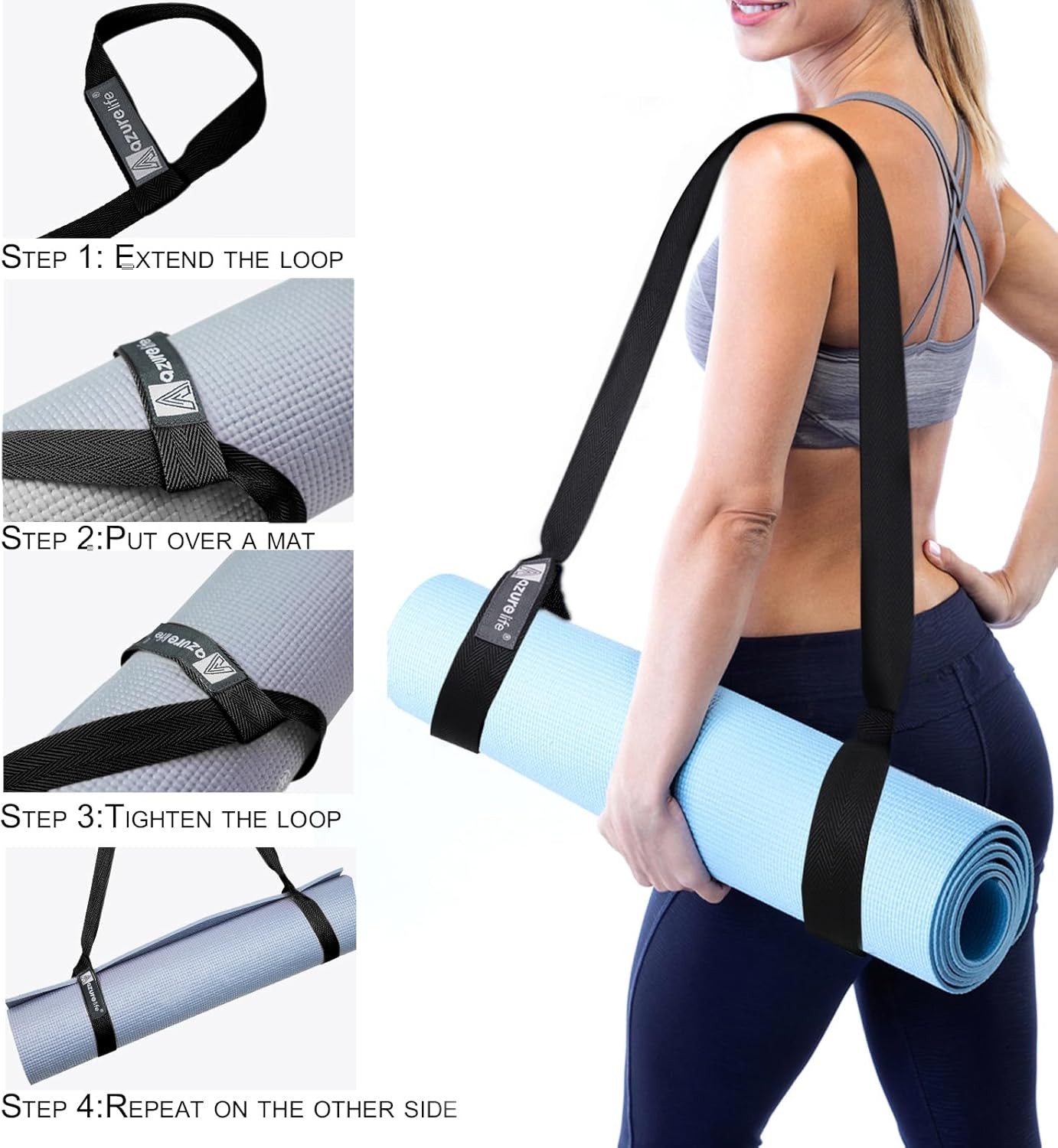 [MAT NOT Included] Yoga Mat Sling, Yoga Mat Straps for Carrying, Easy-Cinch Yoga
