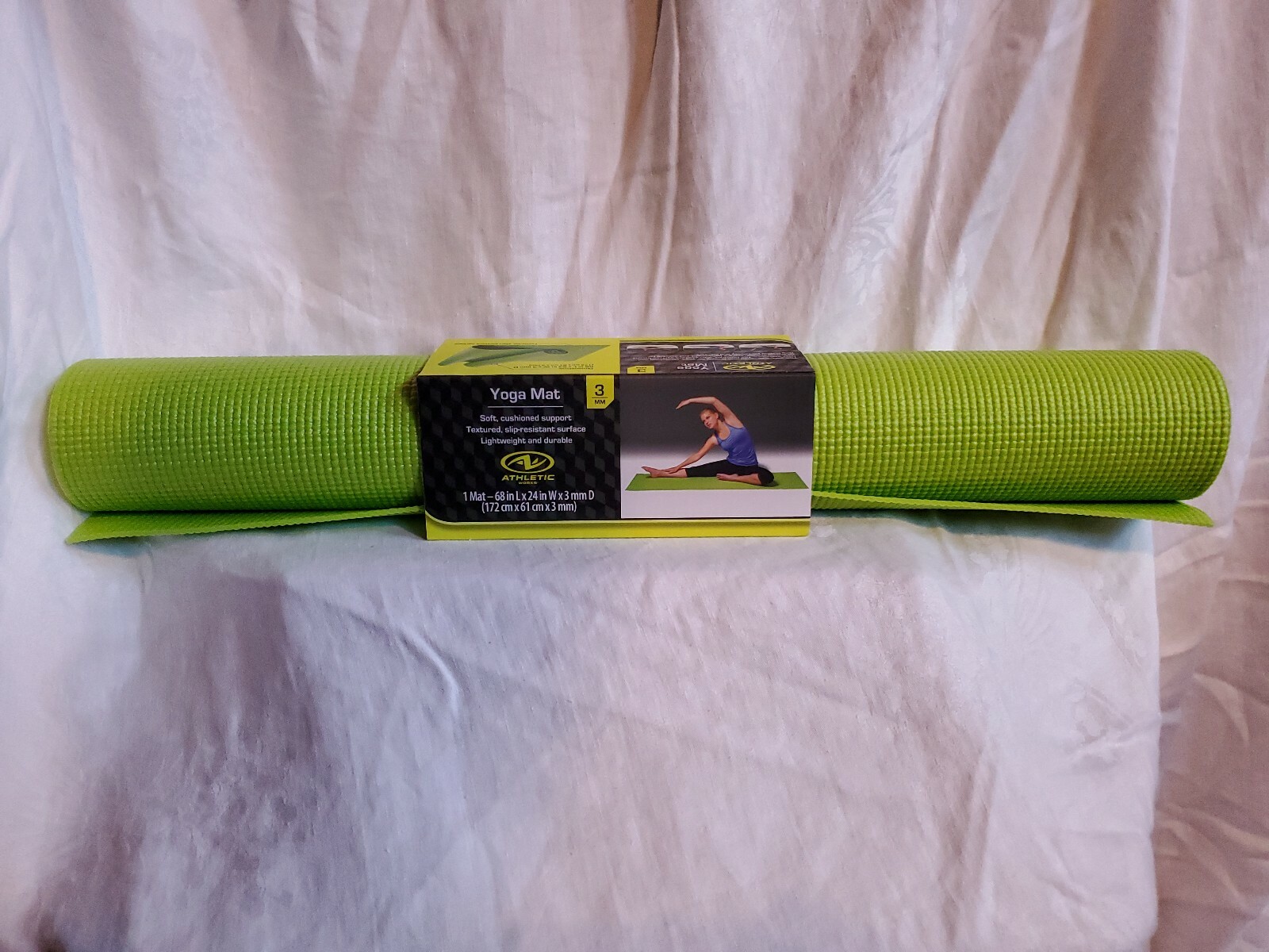 Athletic Works Yoga Mat 3MM 68″x24″ Cushion Textured Slip Resistant Lot of 2