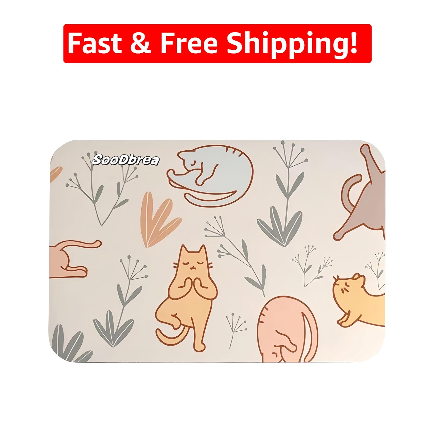 Lightweight Mini Yoga Mat with Playful Cat Design – 23.6″x15.7″ Travel-Friendly