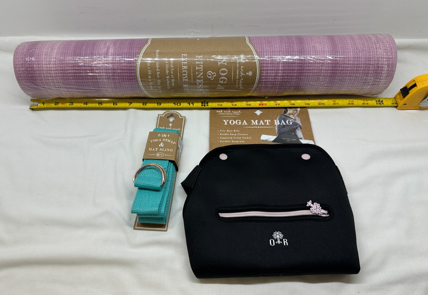 Oak and Reed Yoga and Fitness Exercise Mat Set (24″x68″x4mm) – Sling and Bag