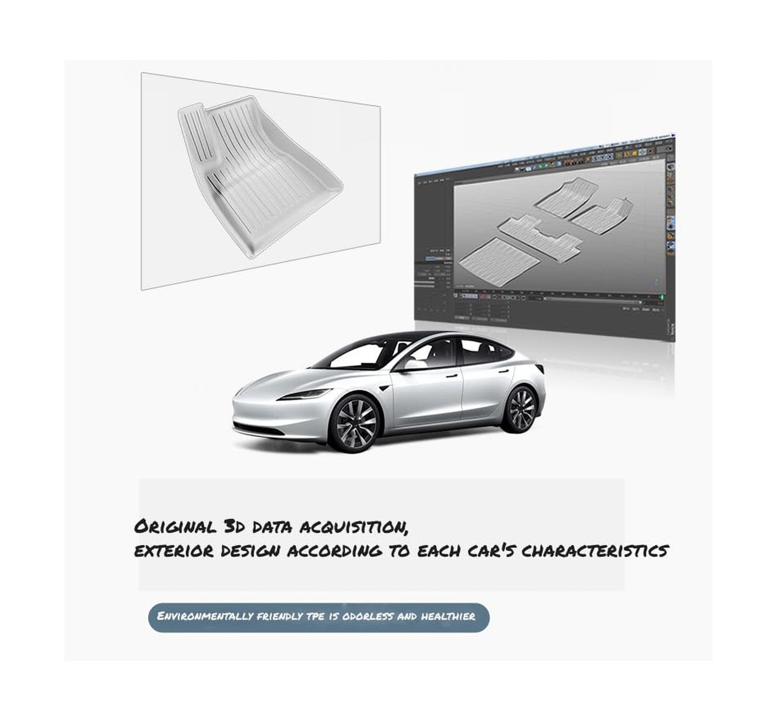 Floor Mats for Tesla Model 3 2024 2023 2022 2021,TPE All Weather Protection F…