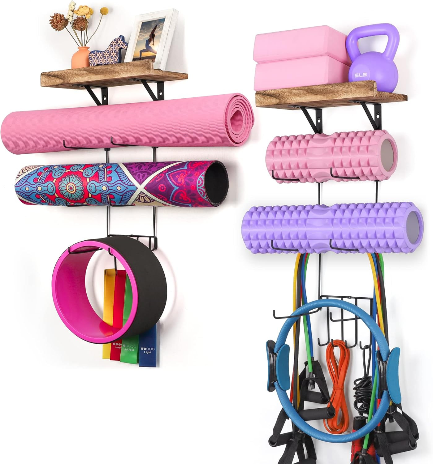 2 PACK Yoga Mat Holder Wall Mount Yoga Mat Storage Shelf Rack Home Gym Accessori