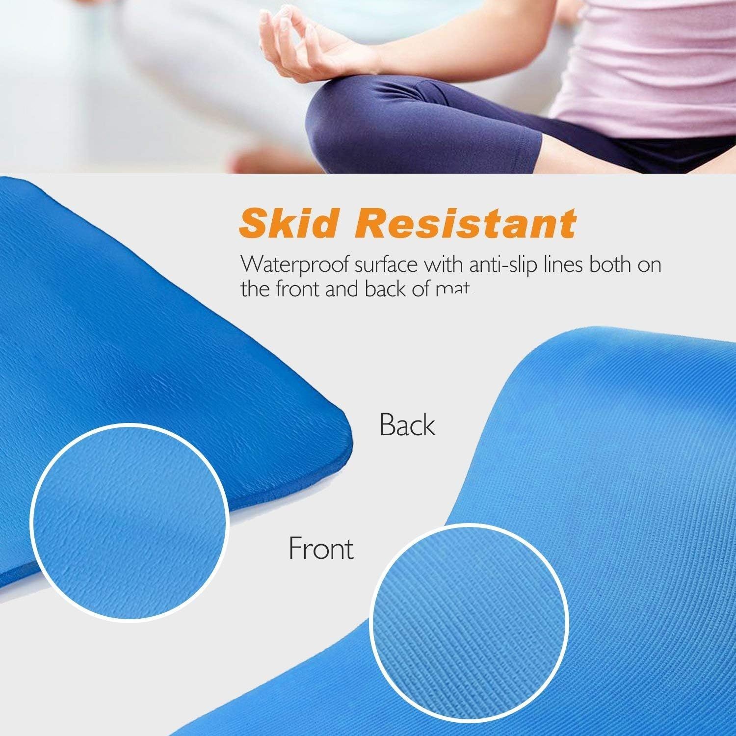 Thick High Density Yoga Mat with Carrying Strap Non Slip Exercise
