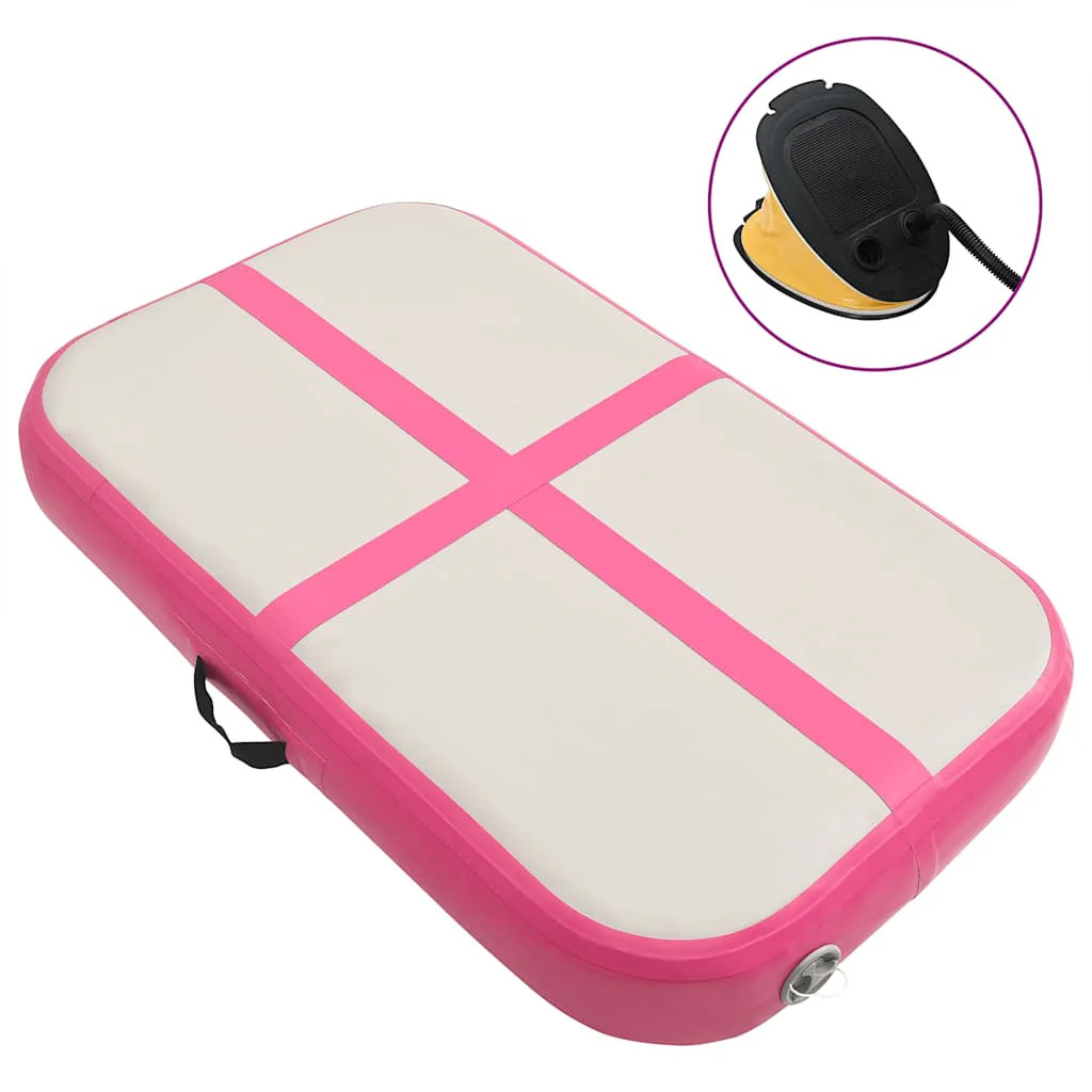 gymnastics mat with pump inflatable 60x100x20 cm PVC pink