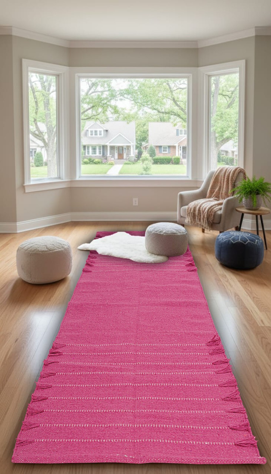 Indian Cotton Yoga Mat Non Slip 2×6 Feet Pink color Handmade