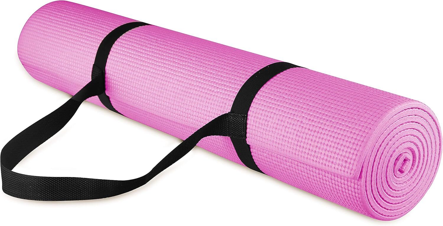 GoYoga All-Purpose 1/4-Inch High Density Anti-Tear Exercise Yoga Mat wit