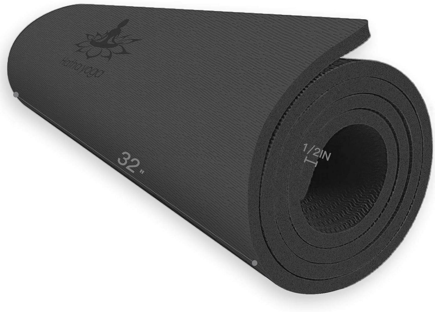Hatha Yoga Extra Thick TPE Mat – 72″x 32″ 32Wx72Lx12mm, Black