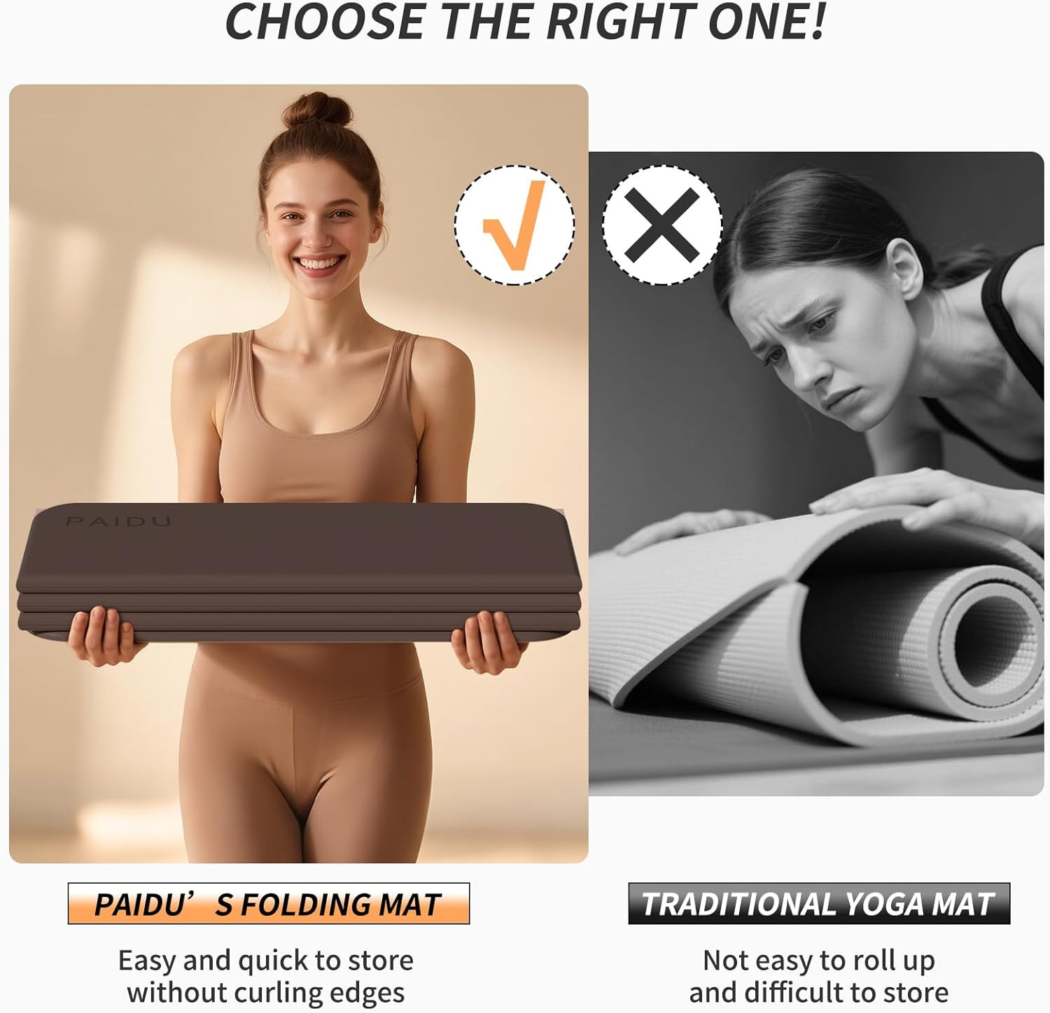Extra Thick Foldable Yoga Mat – Non-Slip TPE, Portable & Easy Storage