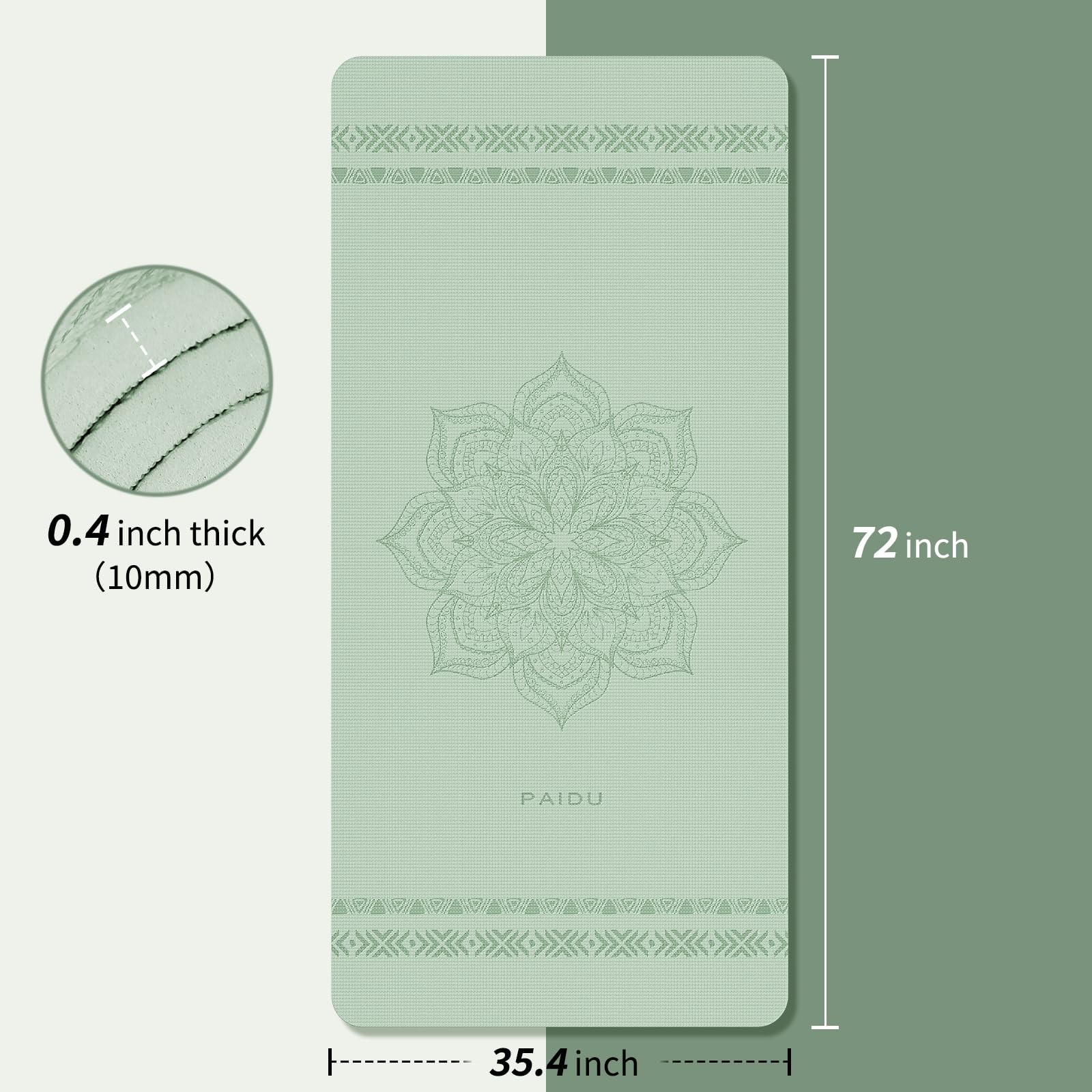 PAIDU Large Yoga Mat-72’x36’x0.4’ Extra Width ＆ Thick,C
