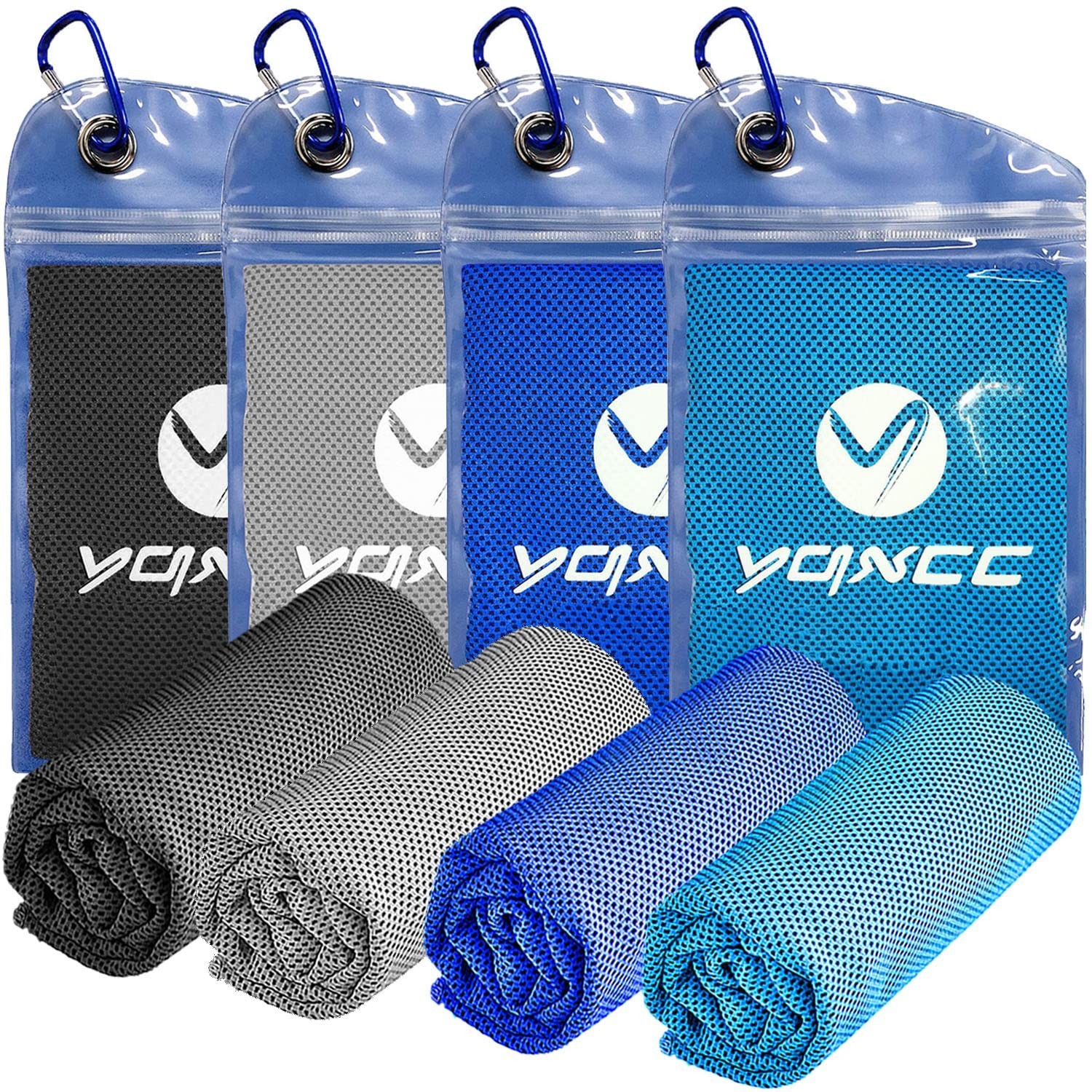 YQXCC Cooling Towels | 4 Pack 40″x12″ | Cool for Neck | Microfiber Soft Breat…