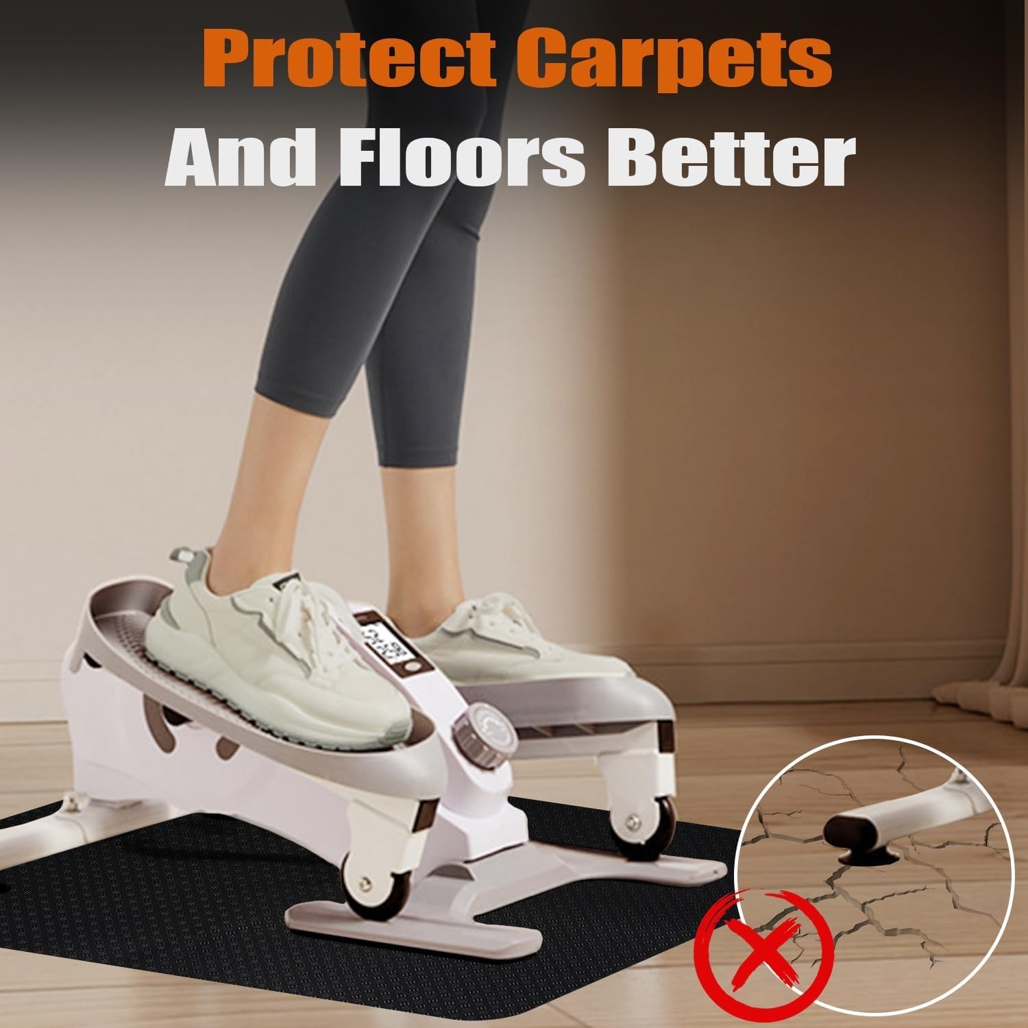 Double-Sided Non-Slip Workout Mat for Elliptical Machine, 23.6″ x 17″ Stepper…