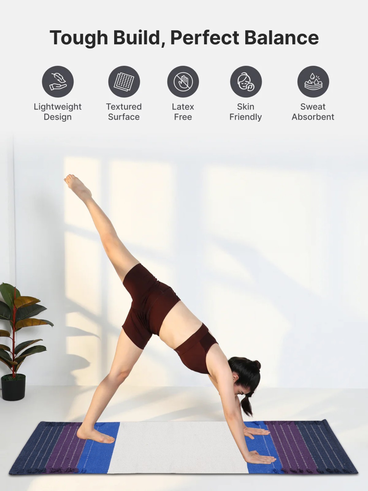 Yoga Mat Thick Non Slip Cotton Exercise Workout Mat Pilates Rug 2×6 FT