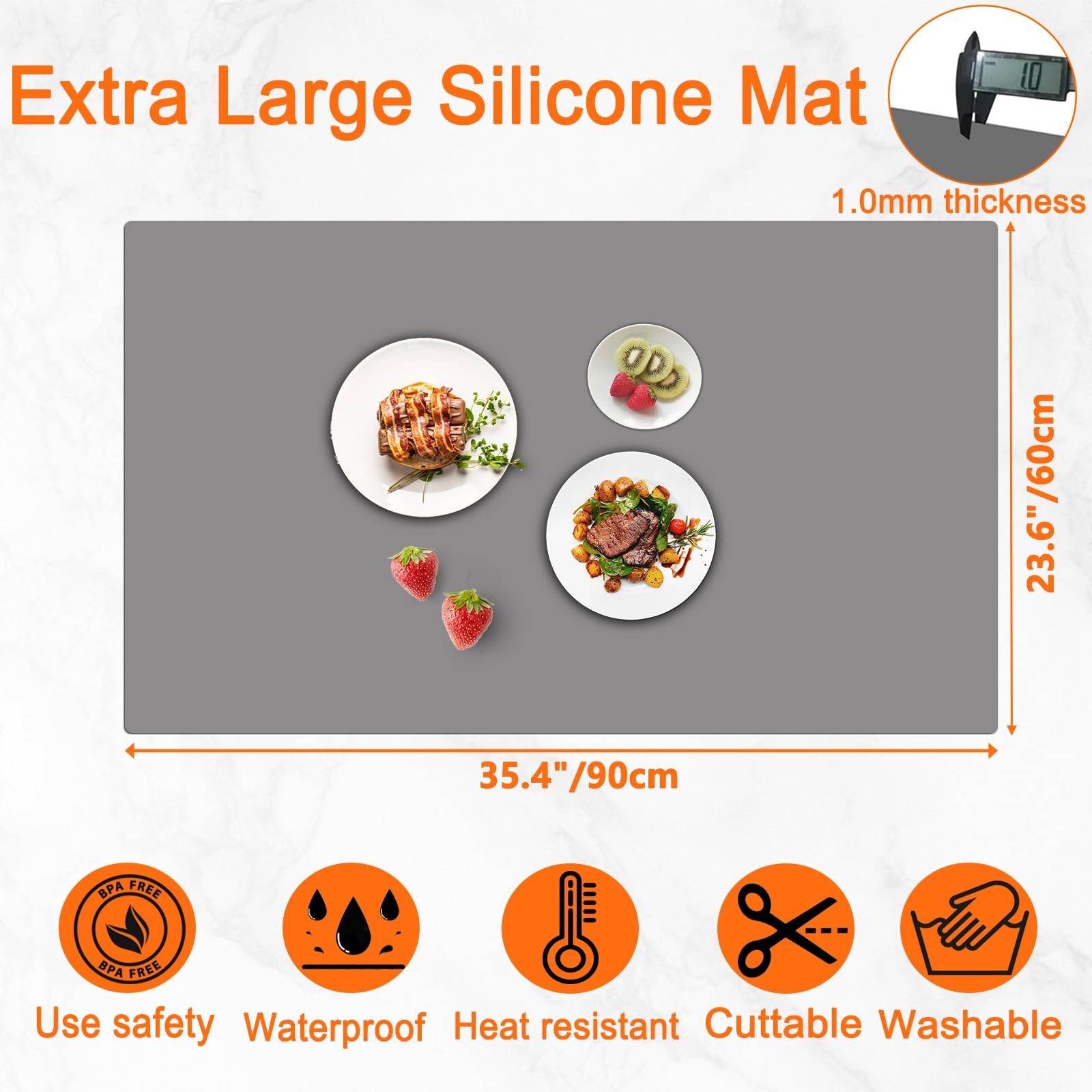 35.4”x23.6”(90cmx60cm) Extra Large Silicone Mat for Kitchen Counter, Heat R…