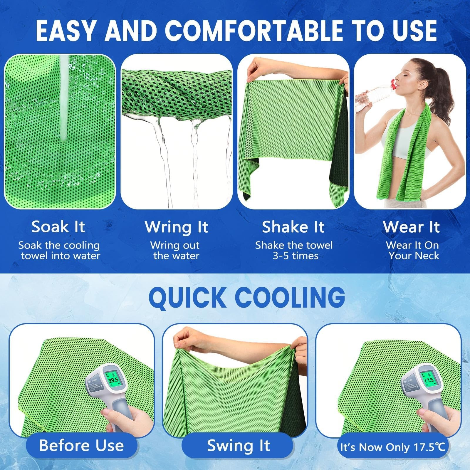 Hosuly 50 Pack Cooling Towels, 40″x12″ Yoga Towels Ice Breathable Soft Chilly…
