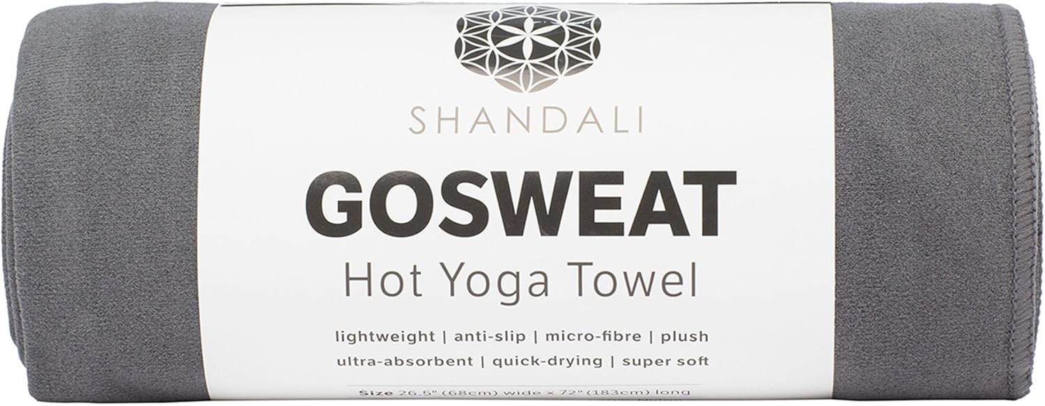 Shandali GoSweat Non-Slip Hot Yoga Towel with 72.00" x 26.50", Gray