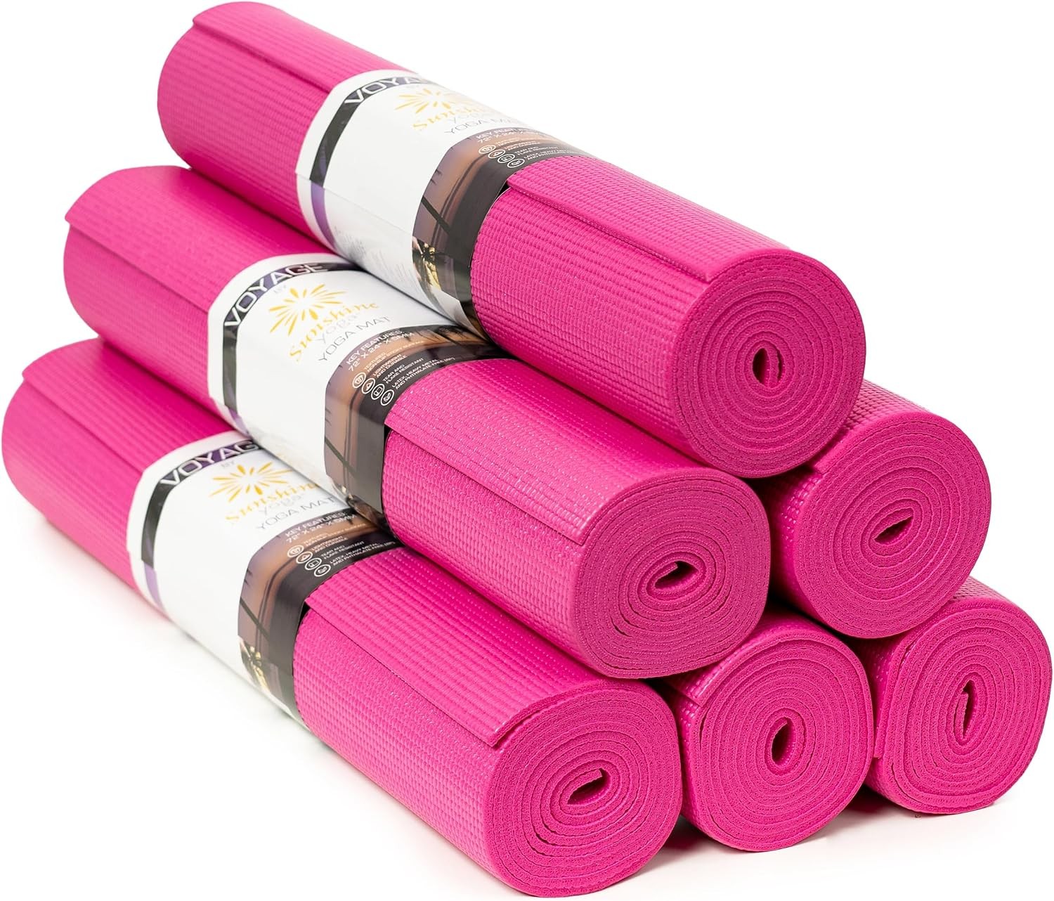 Voyage Yoga Mat 6 Pack 72″ x 24″ Professional Studio & Gym Bulk Yoga Mats 5mm